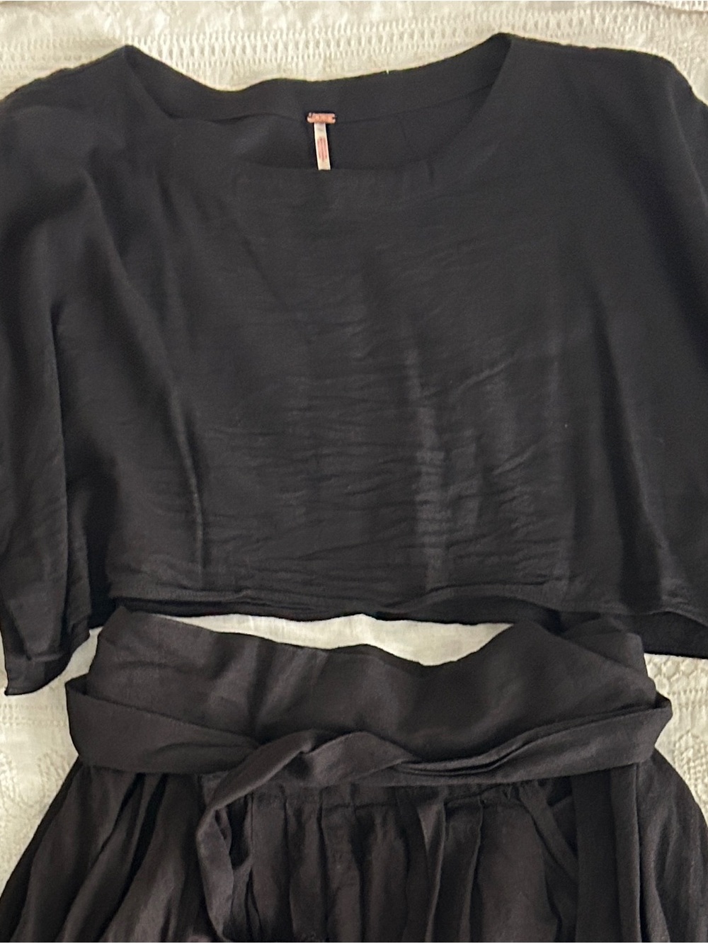 Free People Black Flowing Maxi Skirt Ser with Tassel Tie - Picture 4 of 4